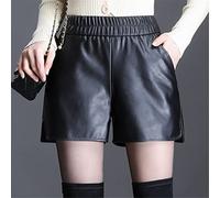 RLKHXBS Leather Shorts Women's Autumn and Winter High Waist Wide Leg Boots and Pants Elastic Waist PU Leather Pants