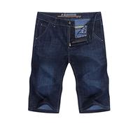 RLKHXBS Men Denim Shorts Blue Summer Cotton Slim Straight Regular Fit Short Jeans Male Clothing Businessman Shorts