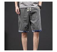 RLKHXBS Men's Blue Black Shorts Summer Men's Mid-Waist Denim Thin Shorts Elastic Five-Point Pants