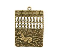RLKHXBS Ping an Fu Character Leading The Way for Men and Women in, Antique Chinese Horse Brass Pendant, Copper Handicraft