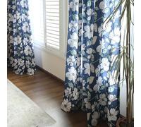 RLKHXBS Rideaux bohèmes Semi-occultants Vintage à Motif Floral Bleu Indigo, Longueur 243,4 cm, mé de Coton de Lin, Style bohémien, Languette arrière pour Salon, Chambre à Coucher, 1 Panneau, 160 cm