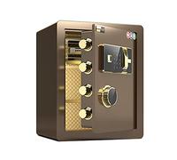 RLKHXBS S Code de sécurité en Acier Ignifuge Anti-vol, Armoire multifonctionnelle, 38x32x45cm, 2 Styles (Couleur: Or, Taille: Empreinte Digitale) (Empreinte Digitale Marron)