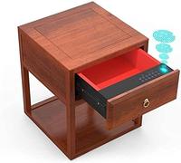 RLKHXBS Safe,Home Safe, Home Insurance Safe Money Security Value Safe Digital Capacity Cash Chinese Style Smart Bedside Table Wood Color (Color : Brown)