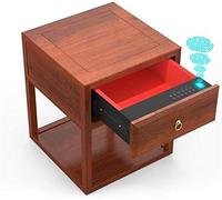 RLKHXBS Safe,Home Safe, Home Insurance Safe Money Security Value Safe Digital Capacity Cash Chinese Style Smart Bedside Table Wood Color (Color : Brown)