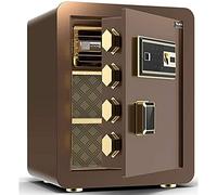 RLKHXBS Security Cash Cabinet with Fingerprint Digital Keypad TY Key Lock for Home Business Office Hotel Money Document Passport (Color : Brown)