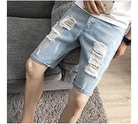 RLKHXBS Shorts Denim d'été mâles Jeans Trou des Hommes Jean Shorts de Skate Planche Harem masside Jogger Cheville Short déchiré