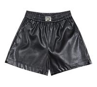 RLKHXBS Shorts en Cuir PU pour Femmes Automne Slim Slim lâches Pantalons Bottes extérieurs Shorts en Velours