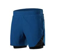 RLKHXBS Shorts Men's Running Shorts 2 in 1 with Multi-Pocket Fitness Training Exercise Jogging Workout Gym Sports