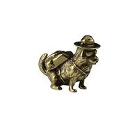RLKHXBS Solid Copper Sunglasses Dog Wealthy Shiba Inu Ornament Retro Tea Pet Desktop Crafts Handheld Piece