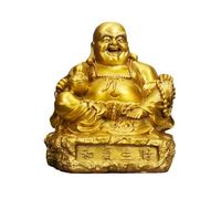 RLKHXBS Statue Brass Laughing Buddha Ornaments for Home Living Room Worship Crafts Office Shop Desktop Copper Decorations Buddhist Statues