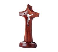 RLKHXBS Statue de Croix en Bois, Ornement de Table pour décoration de Maison, Crucifix de Jésus Portable, pour Couloir, centres de Table, Famille, L