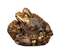 RLKHXBS Statue for Home Ornament Office Bookshelf Deco Retro Pure Copper Gold Wealth Ornaments, Three-Legged Toad Animal Sculpture, Office/Living Room/Shop Opening Decoration(with Rotating Ba