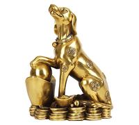 RLKHXBS Statues pour Les Ornements en cuivre Pur extérieur Zodiaque Chien de Bureau décoration Sculpture Animale Artisanat Collectibles Statues l (Taille: s) (Un Colon