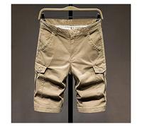 RLKHXBS Summer Men's Khaki Cargo Shorts Straight-Leg Jeans Knee-Length Five-Point Pants Loose Thin Pants