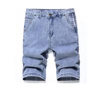 RLKHXBS Summer Men's Short Jeans Light Blue Stretch Straight Denim Shorts Thin Denim Shorts Straight Trousers