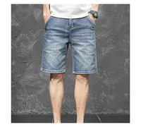 RLKHXBS Summer Men's Straight Denim Shorts Zipper Grey Short Jeans Thin Dark Blue Denim Shorts