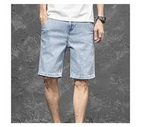 RLKHXBS Summer Men's Straight Denim Shorts Zipper Grey Short Jeans Thin Dark Blue Denim Shorts