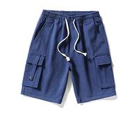 RLKHXBS Summer Solid Color Shorts Men Casual Multi-Pocket Fashion Loose Elastic Big Size Men Shorts M-8xl