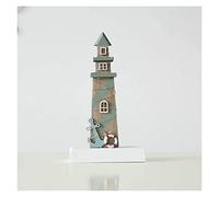RLKHXBS Tabletop Statue Ornaments Decoration Mediterranean Style Wood Crafts Lighthouse Model Statues Decoration Night Light Beacon Gift