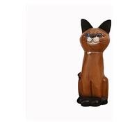 RLKHXBS Tabletop Thai Wood Food Crafts na CAI Cat Decoration Siamois Cat Living Room Decoration Southeast Asia Asie Desktop