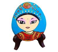 RLKHXBS Tabletop Traditional Chinese Opera, Qing Yi Hua Dan Cartoon Face Mask, Pure Hand Painted Stone Painting, Finished Living Room Decoration, Desktop Decoration, Gift, Chinese Style Statue o