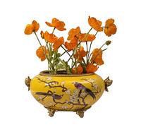 RLKHXBS Vases Home Decor Ceramic with Copper Arrangement Pot Luxury Living Room Dining Table Dried Ornament Flower Vase
