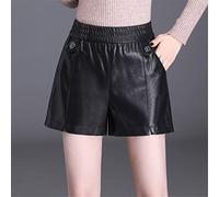 RLKHXBS Women's Autumn and Winter Leather Shorts Wide Leg Loose High Waist PU Leather Boots Pants