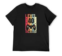 RlMI LINMY 40Th Birthday 1982 Level Unlocked 40 Year Old Gaming O-Neck 100% Cotton Short Sleeve Unisex T-Shirt XL