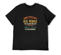 RlMI LINMY Don't Piss Off Old People The Older We Get The Less Life T-Shirt Black XXXL