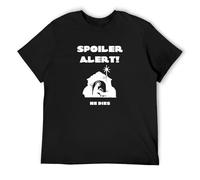 RlMI LINMY Joke Christmas T Shirt Spoiler Alert He Dies Nativity Black Iron on Transfers for T Shirts Black XL