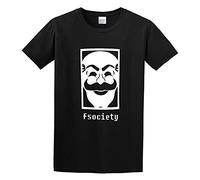 RlMI LINMY Mr Robot Fsociety Unisex 100% Cotton Short-Sleeve T-Shirts Black S