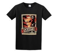 RlMI LINMY Try to Takeover The World Unisex 100% Cotton Short-Sleeve T-Shirts Black L