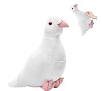 RLOMUTE 7.8" Colombe Blanche Jouet Peluche Mignon Doux Émet des Sons Amusants de Roucoulement, Cadeau Farce Drôle pour Animer l'Ambiance des Fêtes Entre Amis et Collègues (Blanc)