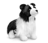 RLOMUTE Border Collie Peluche Doux - Oreiller Animal Mignon Border Collie Jouet en Peluche Réaliste - 28cm/11, Jouet en Unique Modèle Poupée Cadeau pour Enfants (Noir)