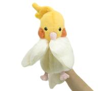 RLOMUTE Marionnette à Main en Peluche en Forme de Perroquet Jouet Animal Calopsitte Amusant pour Jeu de rôle Cadeaux d'anniversaire pour Enfants garçons et Filles Jeux interactifs Jaune