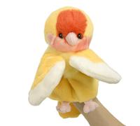 RLOMUTE Marionnette à main en peluche en forme de Perroquet jouet animal Les tourtereaux amusant pour jeu de rôle cadeaux d'anniversaire pour enfants garçons et filles jeux interactifs jaune