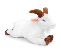 RLOMUTE Peluche Chèvre Blanche 12.6 Pouces Animal réaliste Doux et Mignon câlin pour Les fêtes d'anniversaire Les compagnons la décoration Cadeau de Collection pour Enfants garçons Filles Allongé
