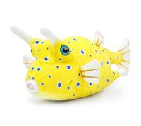 RLOMUTE Peluche Poisson-Vache à Longues Cornes Animal Réaliste Doux et Mignon Poisson Jouet câlin pour Les fêtes décoration Cadeau de Collection pour Enfants garçons Filles 11 Pouces Jaune