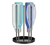 Rlssaki Égouttoir À Bouteille de Cuisine, Egouttoir Gourde en Acier Inoxydable, Égouttoir À Tasses avec Bac d'Égouttement, Sèche Bouteille, Drain Rack for Water Bottles, pour 5 Bouteilles (Noir)