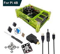 RLTech Acrylic Boîtier pour Raspberry Pi 4, Raspberry Pi 4 B Etui avec Ventilateur avec 3pcs Dissipateur de Chaleur et Interrupteur Marche / arrêt Alimentation USB Type-C pour Raspberry Pi 4 Model B (Vert)