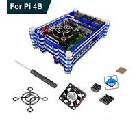 RLTech Acrylic Boîtier pour Raspberry Pi 4, Raspberry Pi 4 B Etui avec Ventilateur avec 3pcs Dissipateur de Chaleur et Tournevis pour Raspberry Pi 4 Model B (Bleu)