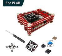 RLTech Acrylic Boîtier pour Raspberry Pi 4, Raspberry Pi 4 B Etui avec Ventilateur avec 3pcs Dissipateur de Chaleur et Tournevis pour Raspberry Pi 4 Model B (Rouge)