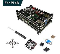 RLTech Acrylic Boîtier pour Raspberry Pi 4, Raspberry Pi 4 B Etui avec Ventilateur avec 3pcs Dissipateur de Chaleur et Tournevis pour Raspberry Pi 4 Model B (Noir)