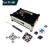 RLTech Acrylic Boîtier pour Raspberry Pi 4, Raspberry Pi 4 B Etui avec Ventilateur avec 3pcs Dissipateur de Chaleur et Tournevis pour Raspberry Pi 4 Model B (Noir-Blanc)