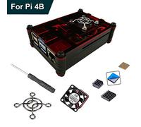RLTech Acrylic Boîtier pour Raspberry Pi 4, Raspberry Pi 4 B Etui avec Ventilateur avec 3pcs Dissipateur de Chaleur et Tournevis pour Raspberry Pi 4 Model B (Rouge-Noir)