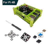 RLTech Acrylic Boîtier pour Raspberry Pi 4, Raspberry Pi 4 B Etui avec Ventilateur avec 3pcs Dissipateur de Chaleur et Tournevis pour Raspberry Pi 4 Model B (Vert)