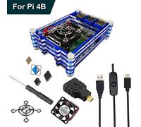 RLTech Boîtier pour Raspberry Pi 4, Raspberry Pi 4 B Etui avec Ventilateur avec 3pcs Dissipateur de Chaleur et Interrupteur Marche/arrêt Alimentation USB Type-C pour Raspberry Pi 4 Model B,Bleu