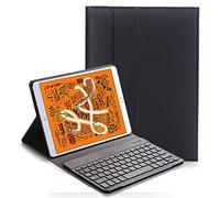 RLTech Clavier étui pour iPad Mini 2019, QWERTY Slim PU Housse Clavier sans Fil Coque pour iPad Mini 5 7.9 Pouces 2019 Bluetooth Keyboard, Noir