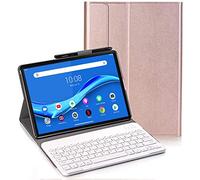 RLTech Clavier étui pour Lenovo Tab M10 FHD Plus, QWERTY Slim PU Housse Détachable Wireless Clavier Keyboard sans Fil Coque pour Lenovo Tab M10 FHD Plus TB-X606F 10.3 Pouce, Rose Or