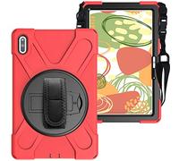 RLTech Étui Antichoc pour Huawei Matepad 10.4, 360 Rotation 3 Couches Hybride Résistant aux Chocs avec Support Fonction et Bandoulière pour Huawei Matepad 10.4 Pouce 2020, Rouge